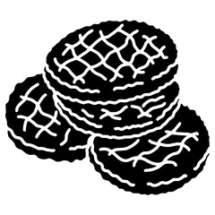 pile of beef patties hand drawn glyph illustration