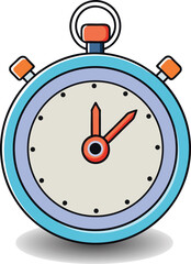 Cartoon Stopwatch and Timer Illustration – Colorful Retro Style Clock Icons with Hands for Countdown, Fitness Apps, Time Tracking, Presentation Graphics, and Educational Digital Designs