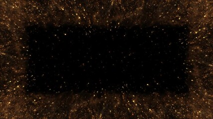 frame golden dust, particles sand flow border looped background on alpha channel