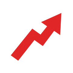 Dynamic Red Zigzag Upward Arrow, Illustrating Challenging Growth and Resilience on Transparent.