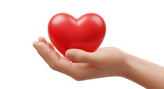 A hand holding a red heart against black background png, transparent, white background, ai generated, 