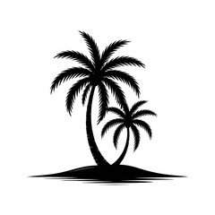 Obraz premium Silhouette of two palm trees isolated on white background
