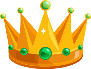 Golden Royal Crown with Jewels &ndash; Cartoon Vector Illustration