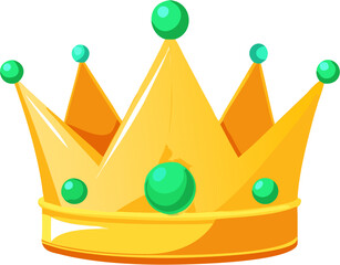 Golden Royal Crown with Jewels &ndash; Cartoon Vector Illustration