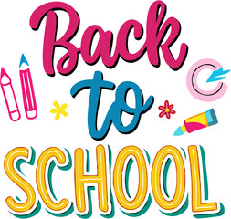 Back to School Cartoon Illustration with Books, Apple and Stationery