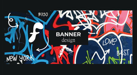 Set of posters banner on the theme of graffiti drawings on the wall cover for a book poster design design elements.