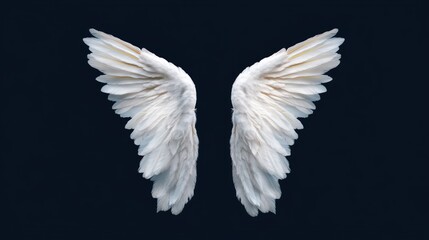 Abstract white wings on dark background graphic element