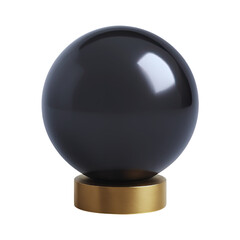 Black Glossy Orb on Brass Pedestal Cutout Transparent PNG