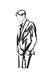 silhouette of a man with a neat appearance without a background