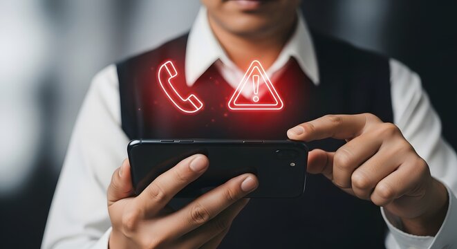 Mobile phone security alert notification concept for smartphone protection and safety tips