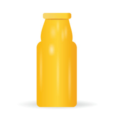 3d yellow bottle isolated on white, blank mockup for cold, healthy water, abstract vector illustration design background