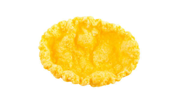 Golden corn flake, breakfast cereal, crunchy on transparent background