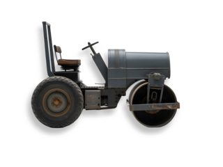 heavy duty road roller truck isolated on transparent background. 