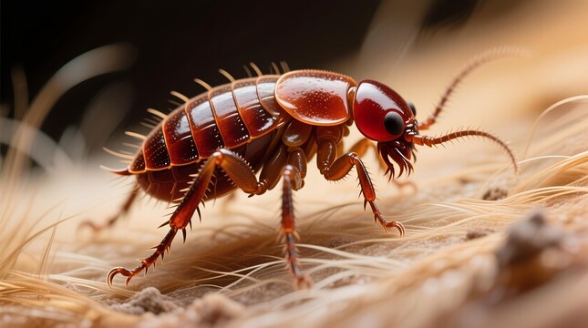 Glistening Red Cockroach Navigates a Fibrous Landscape