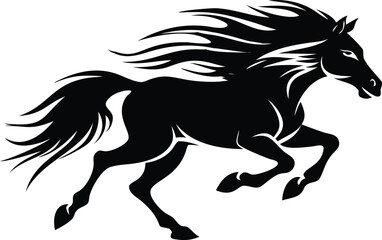 Running horse silhouette with a flowing mane.