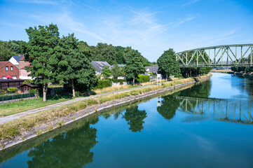 Reflections in the canal in Blaton Bernissart, Hainaut, Belgium