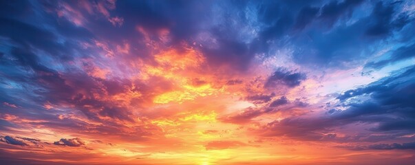 Fototapeta premium Spectacular colorful sunset sky with vibrant hues and dramatic cloud formations
