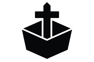 Obraz premium cross in box vector icon illustration silhouette