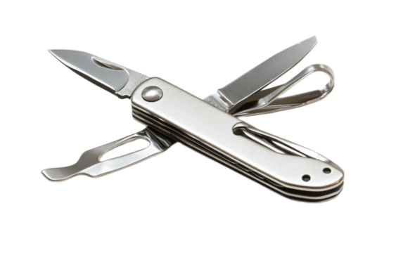 Multi Tasking metal Penknife on transparent background, png