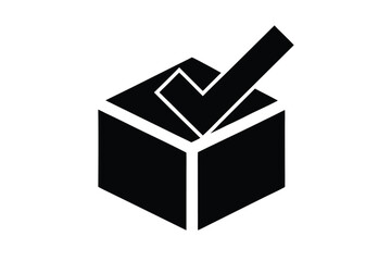 checkmark in box vector icon illustration silhoue