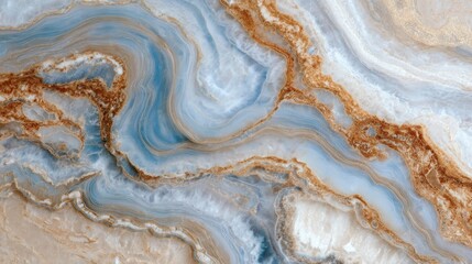 Fototapeta premium Abstract swirling patterns of blue white and golden earthy tones