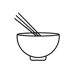 ramen bowl with chopsticks icon vector
