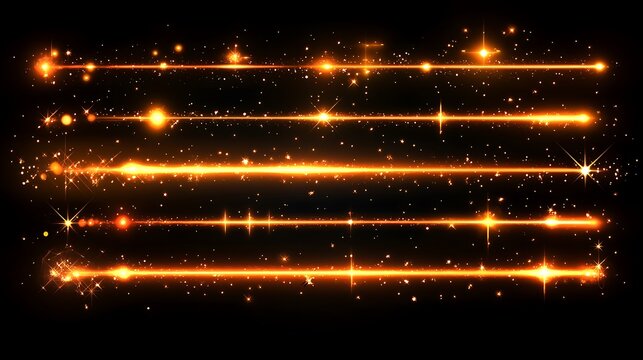 Golden light trails on a black background.