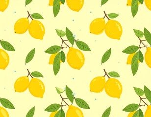 Lemon pattern on pastel yellow