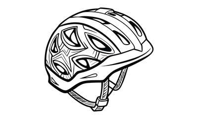 Fototapeta premium Cycling helmet t shirt design silhouette and vector line art, Intricate Vector Illustration for Printable Coloring Pages, Great for Mindfulness, Stress Relief, and Creativity