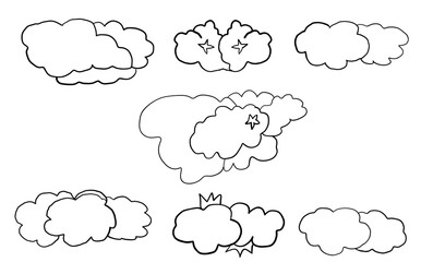 Cartoon Cloud Illustrations, Whimsical Cloud Vector Set, Simple Cloud Line Art Graphics, Cute and Fluffy Cloud Drawings