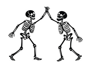 Fototapeta premium Playful Skeletons High-Five Illustration