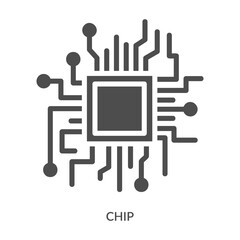 Chip Icon Line Style. Design Vector Illustration