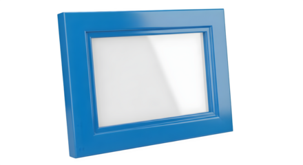 Isolated blue picture frame with white rectangle png, transparent, white background, ai generated, 