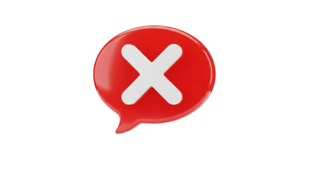 Obraz premium Red speech bubble with a white cross symbol isolated on transparent background