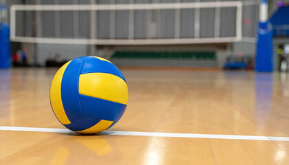 volleyball in blur modern court concept background