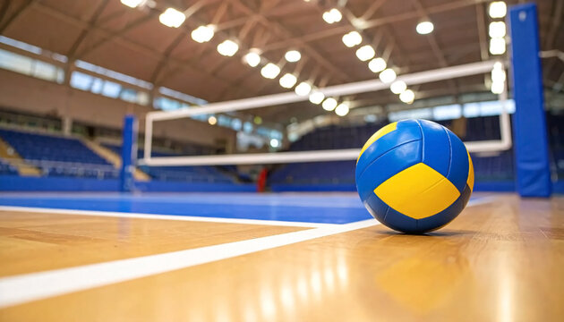 volleyball in blur modern court concept background