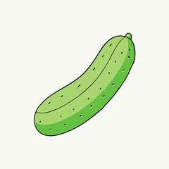 A Simple Illustration of a Green Cucumber with Bumps and a Curved Shape