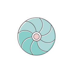 A Close Up View of a Swirling Mint Green Candy Lollipop on a White Background