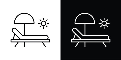 Sun bed icon. Editable strokes icons for your design