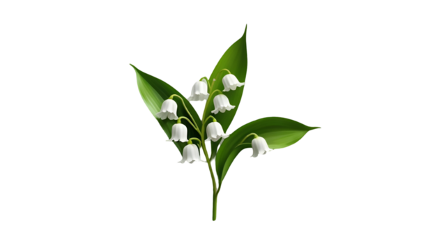 Single lily of the valley isolated on white background