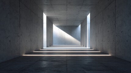 Illuminating path: A captivating play of light and shadow in a concrete architecture space