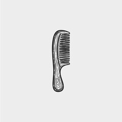 Hairbrush monochrome black and white sketch icon logo flat vector design