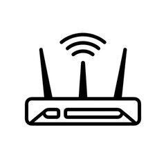 Obraz premium Wi-Fi router with antennas emitting wireless signal in minimalist design 