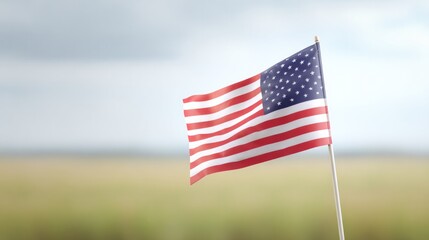 Waving flag against serene backdrop symbolizes freedom and unity