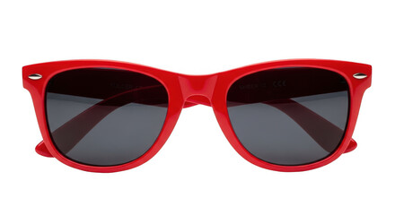 Red wayfarer style sunglasses isolated on transparent background