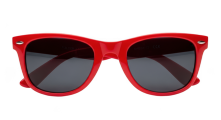 Red wayfarer style sunglasses isolated on transparent background