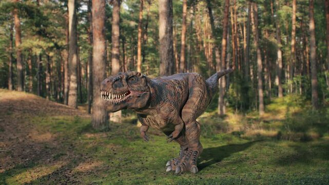 tyrannosaurus rex in the forest