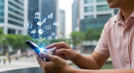 Analyzing financial data on smartphone for investment banking and business intelligence growth