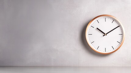 Minimalist clock against neutral background time management concept