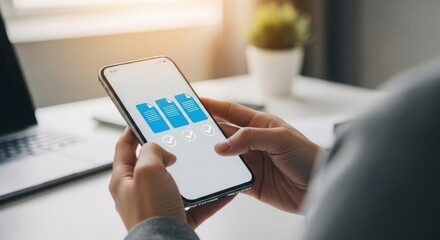 Person holding smartphone displaying financial chart on screen